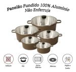 Jogo de Panelas Cava Alumínio Fundido 5 Peças com Tampa de Vidro Chocolate - Imagem 3